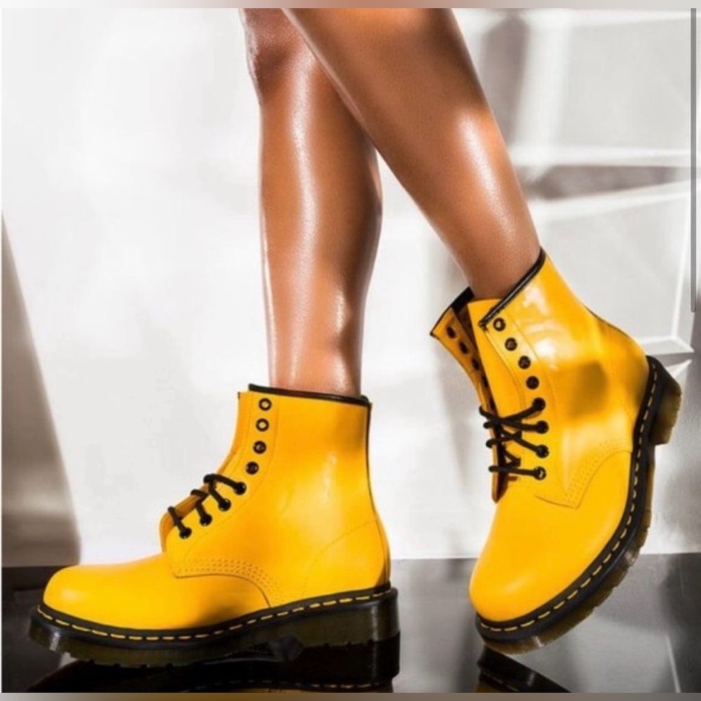 Dr. Martens 1460 Smooth Yellow Leather Lace-Up Boots